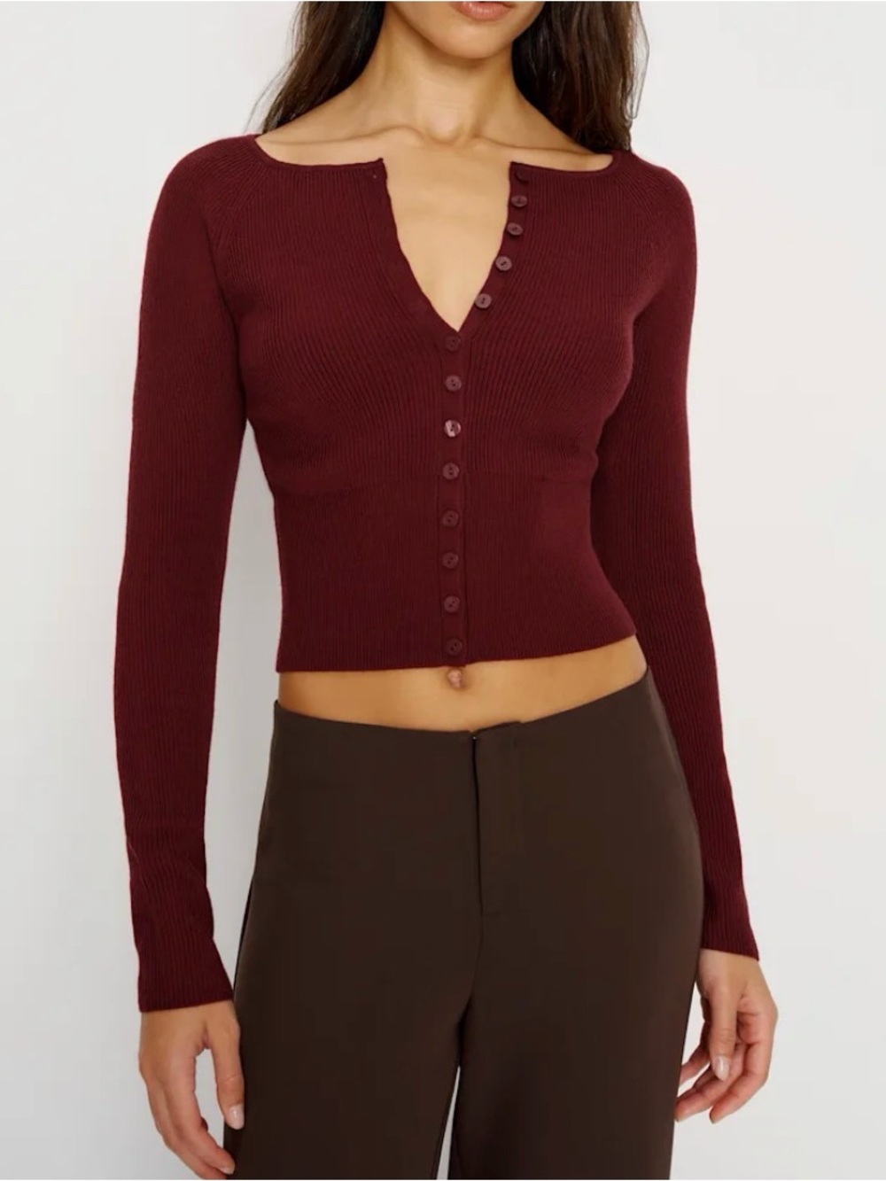 NWOT Reformation Meadow Regenerative Merino Ribbed Cardigan Chianti Size XS